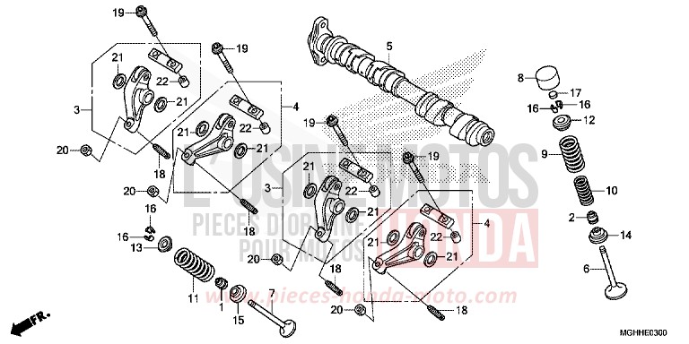 CAMSHAFT/VALVE (FRONT) for VFR1200X Dual Clutch CANDY PROMINENCE RED (R342) from 2017